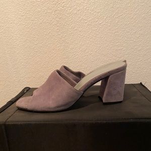 Blue grey suede mules